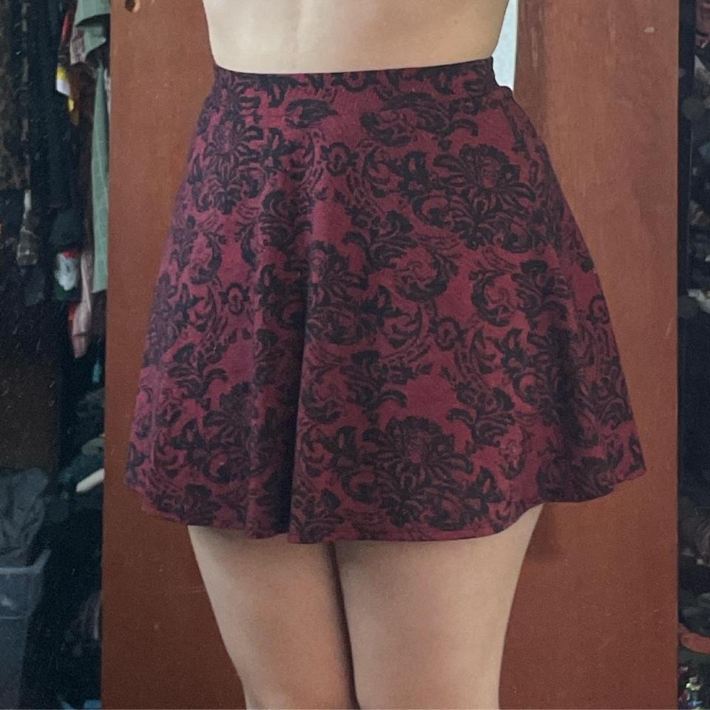 Joe B Gothic Dark Red and Black Skater Skirt